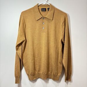 Jos A Bank 100% Merino Wool Polo Pullover Sweater Men M Preppy Quiet Luxury Exec
